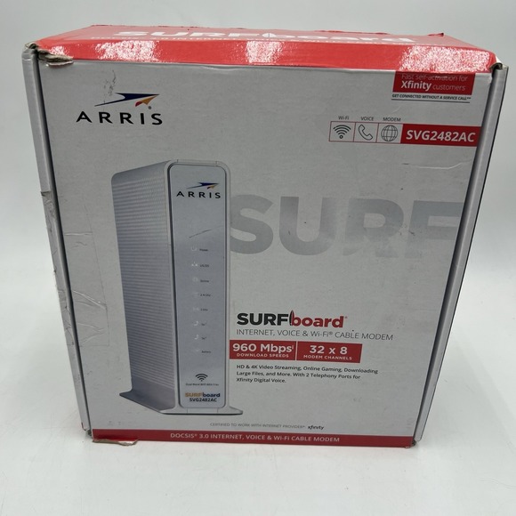 Arris Surfboard SVG2482AC Docsis 3.0 Cable Modem and Wi-Fi Router - Picture 1 of 9